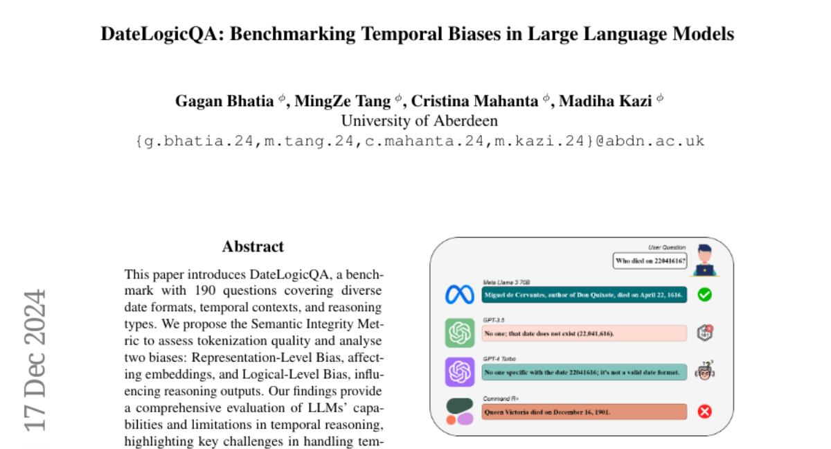 DateLogicQA: Benchmarking Temporal Biases in Large Language Models