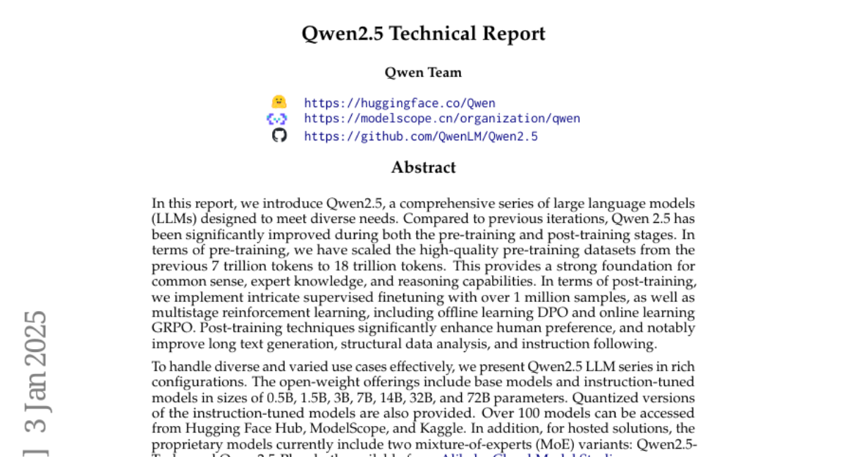 Qwen2.5 Technical Report