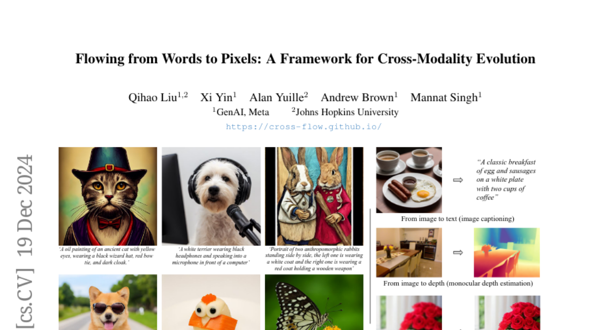 Flowing from Words to Pixels: A Framework for Cross-Modality Evolution