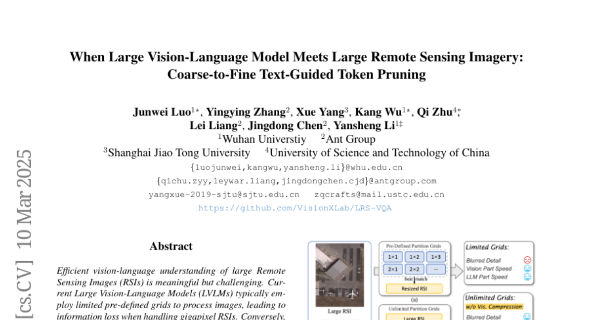 When Large Vision-Language Model Meets Large Remote Sensing Imagery:
  Coarse-to-Fine Text-Guided Token Pruning