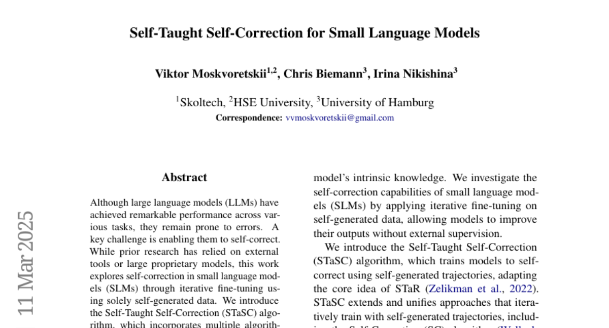 Self-Taught Self-Correction for Small Language Models