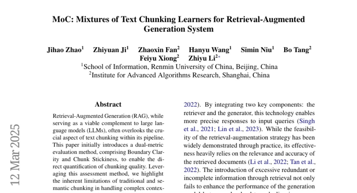 MoC: Mixtures of Text Chunking Learners for Retrieval-Augmented
  Generation System