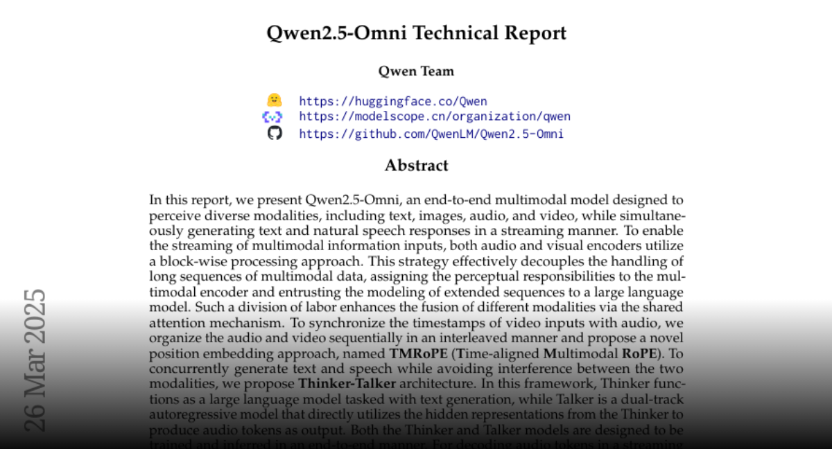 Paper page - Qwen2.5-Omni Technical Report