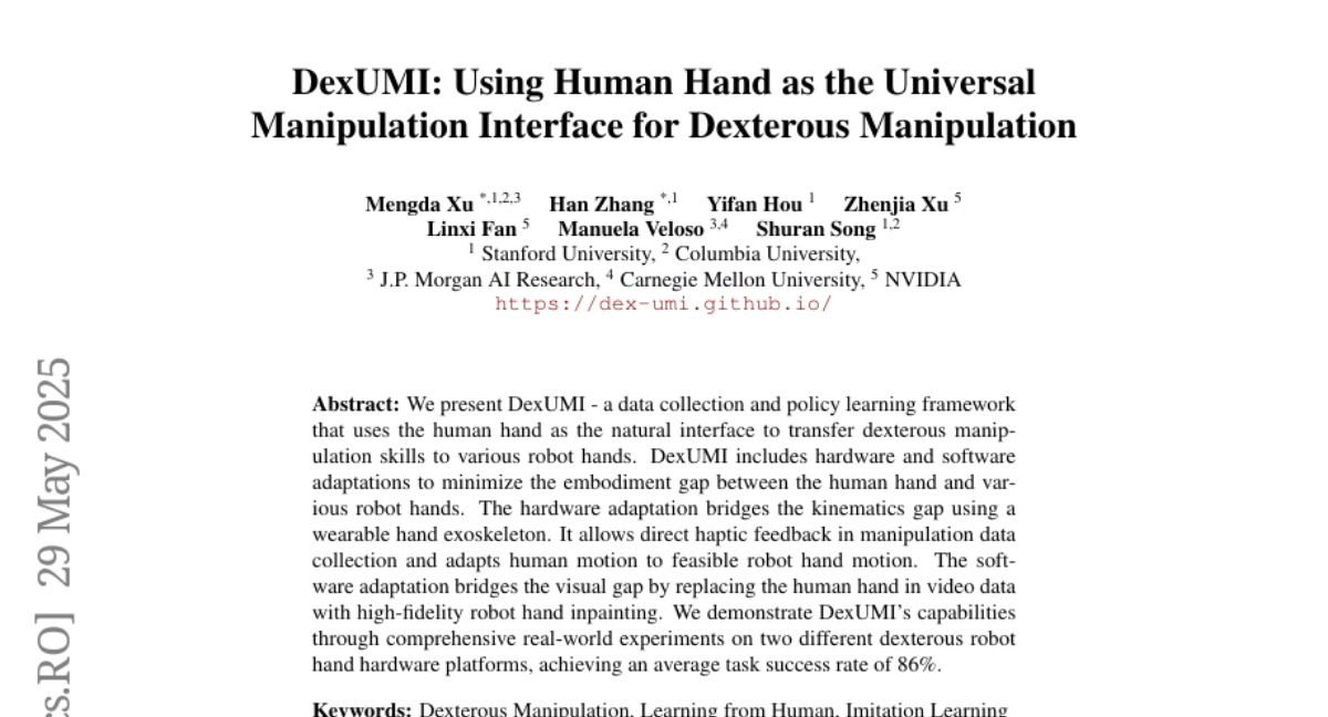 DexUMI: Using Human Hand as the Universal Manipulation Interface for
  Dexterous Manipulation