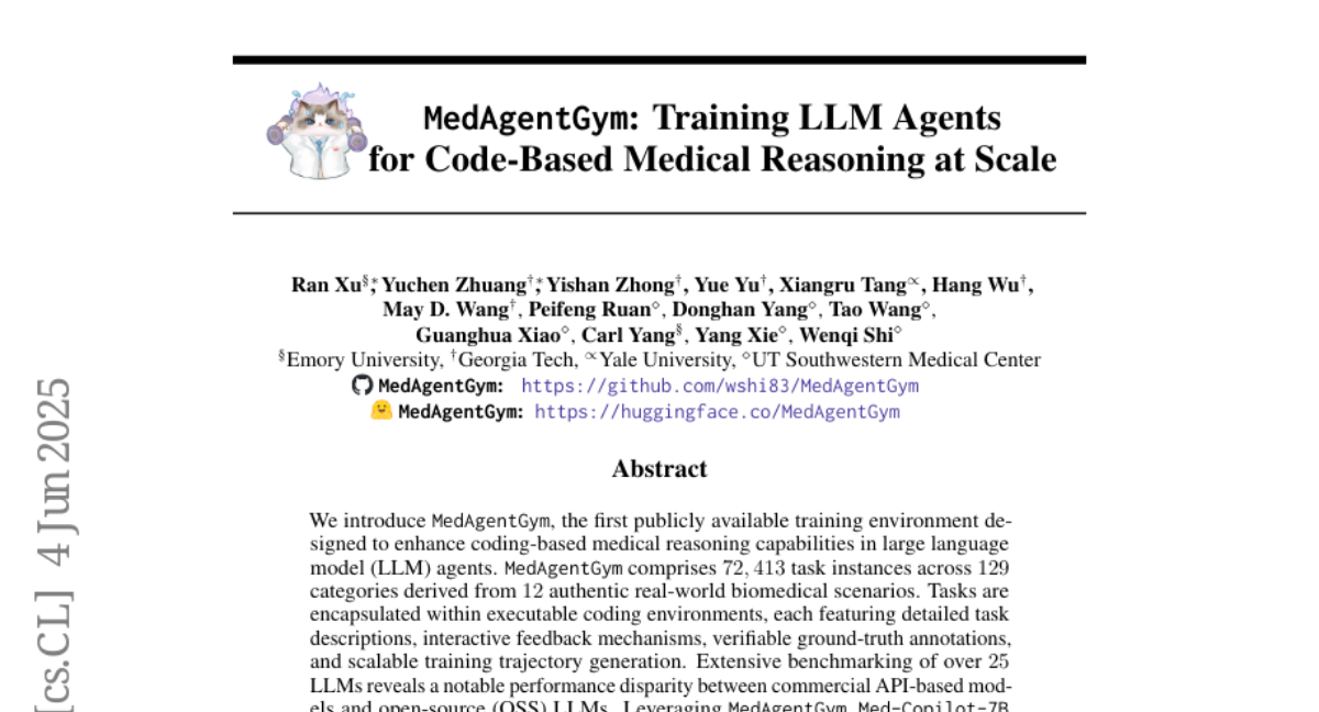 MedAgentGym：大规模训练用于基于代码的医学推理的 LLM 代理