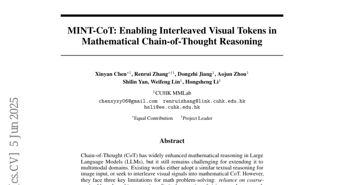 MINT-CoT：在数学思维链推理中实现交错视觉令牌