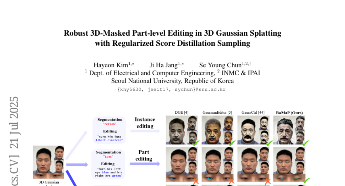 在3D高斯溅射中，基于正则化分数蒸馏采样的鲁棒3D遮罩部件级编辑