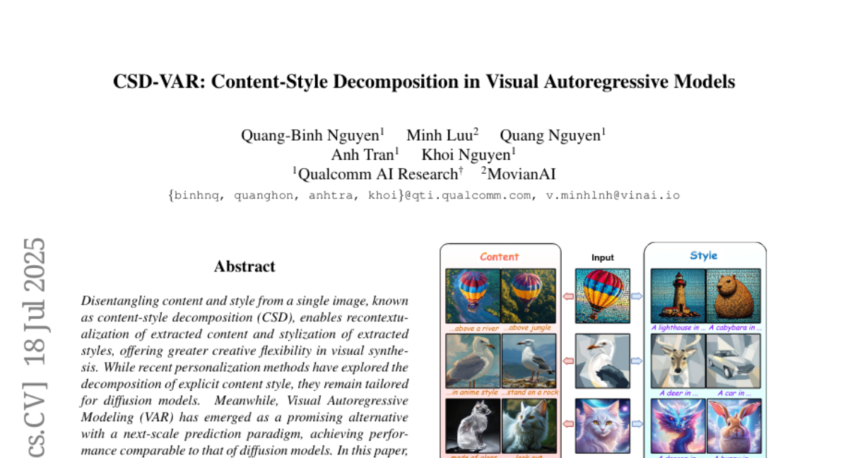 CSD-VAR: Content-Style Decomposition in Visual Autoregressive Models
