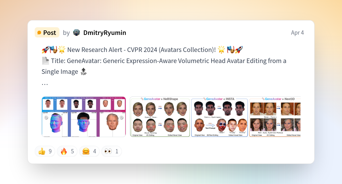 DmitryRyumin on Hugging Face "🚀🎭🌟 New Research Alert CVPR 2024