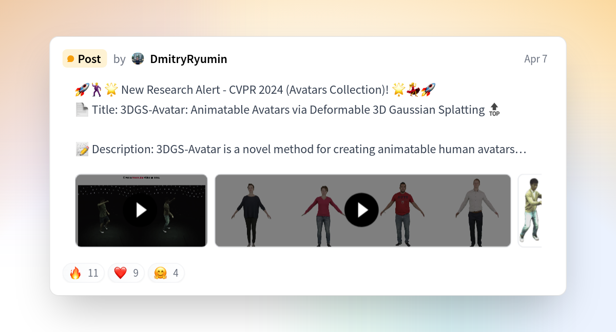 DmitryRyumin on Hugging Face "🚀🕺🌟 New Research Alert CVPR 2024