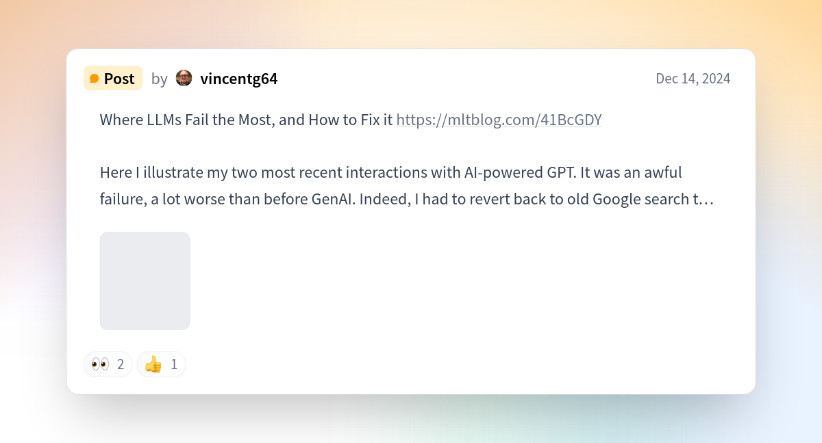  vincentg64 on hugging face where llms fail the most and how to fix