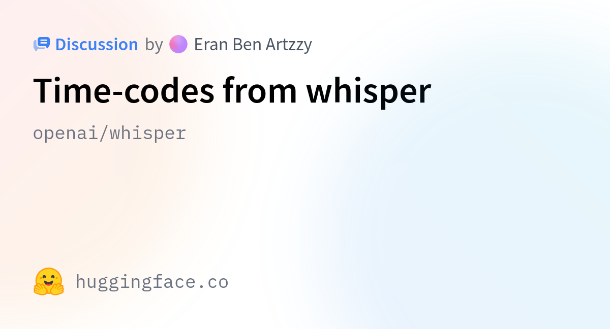 Openai/whisper · Time-codes From Whisper